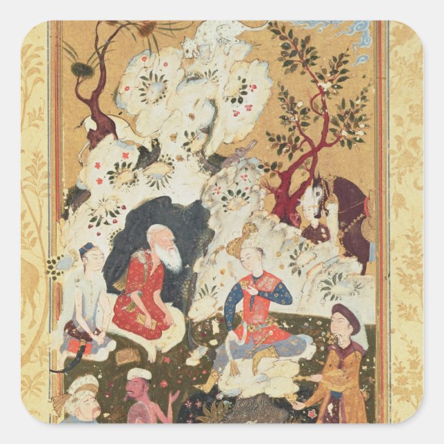 Prince visiting an Ascetic Square Sticker (Front)