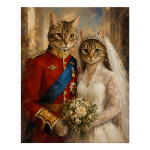 Prince William & Catherine Royal Wedding Cats Poster