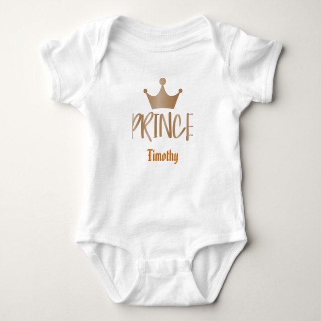 Prince with Crown and editable text Baby Bodysuit (Front)