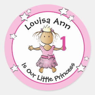 Princess 1st Birthday Cute Sweet Ethnic Cartoon Classic Round Sticker