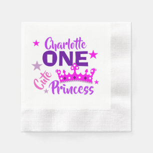 Princess 1st Birthday Girls Cute Personalised Napkin