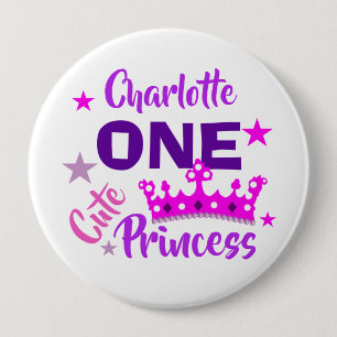 Princess 1st Birthday Girls Cute Personalized 10 Cm Round Badge