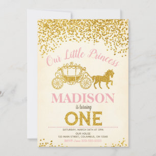 Princess 1st Birthday Invitation / Glitter