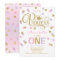 Princess 1st Birthday Invitation Pink Purple Gold
