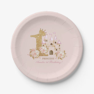 Princess 1st Birthday Paper Plate