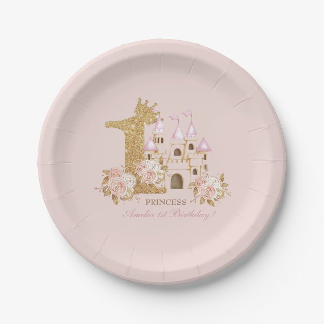  Princess 1st Birthday  Paper Plate (Front)