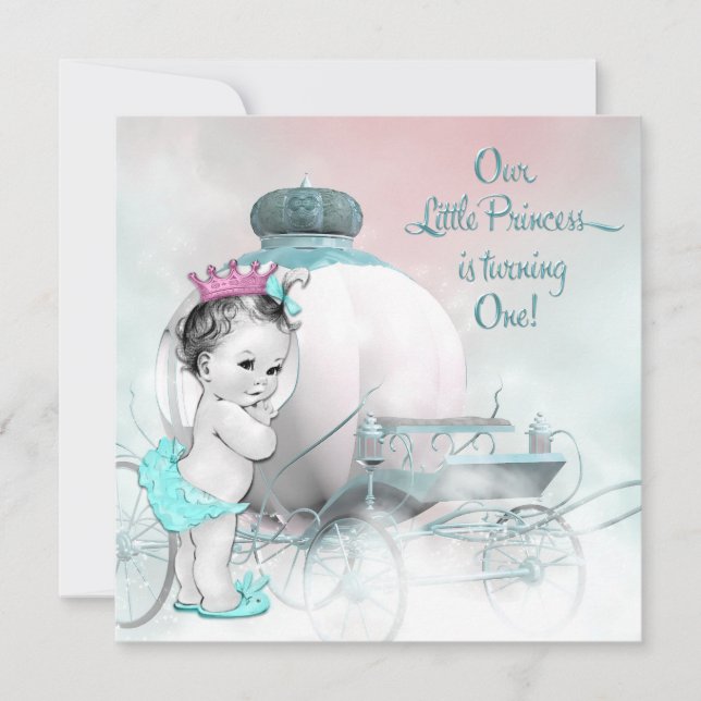 Princess 1st Birthday Party Invitation (Front)