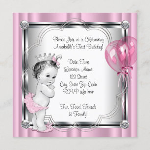 Princess 1st Birthday Party Invitation