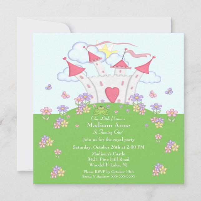 Princess 1st Birthday Party Invitation (Front)