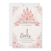 PRINCESS 1st Birthday Party Invitations. Editable 