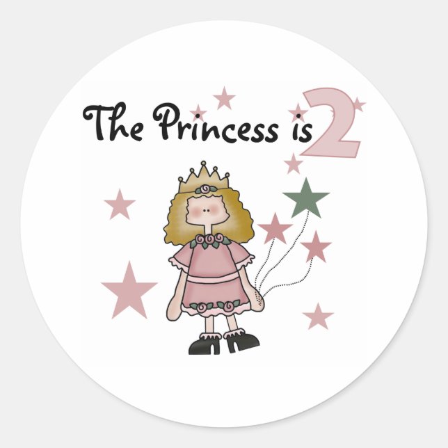 Princess 2nd Birthday Classic Round Sticker (Front)