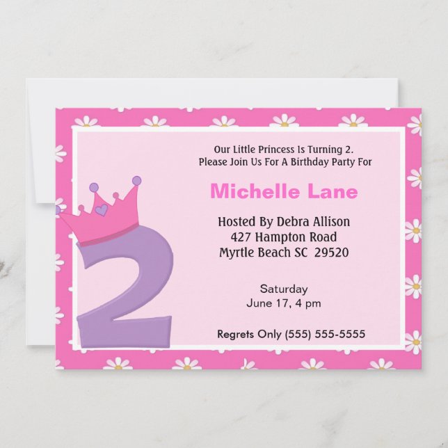Princess 2nd Birthday Invitation (Front)
