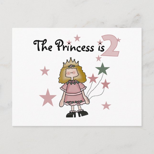 Princess 2nd Birthday Tshirts and Gifts Postcard (Front)