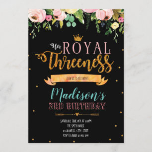 Princess 3rd birthday party invitation