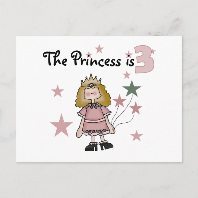 Princess 3rd Birthday Tshirts and Gifts Postcard (Front)
