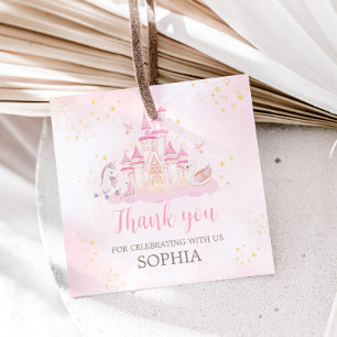 Princess 4th Birthday Party Square Favour Tags