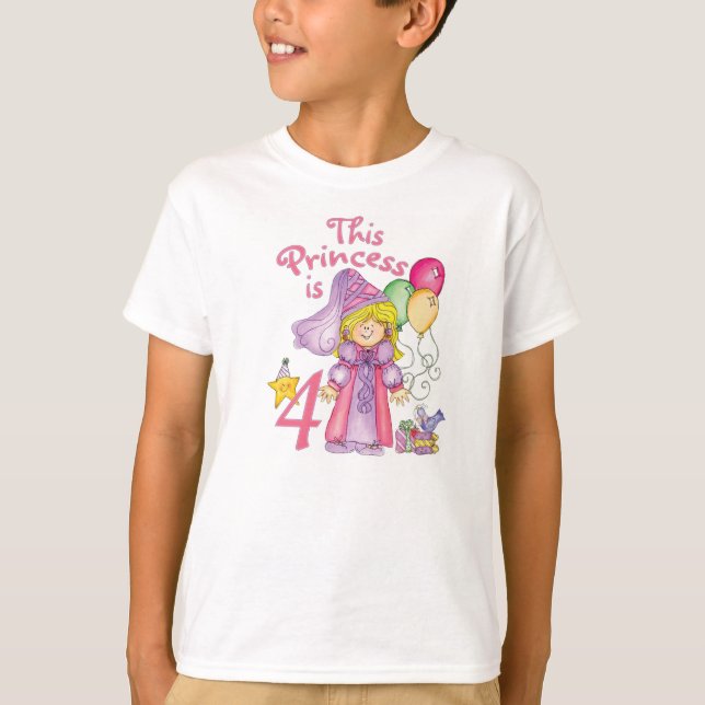 Princess 4th Birthday T-Shirt (Front)
