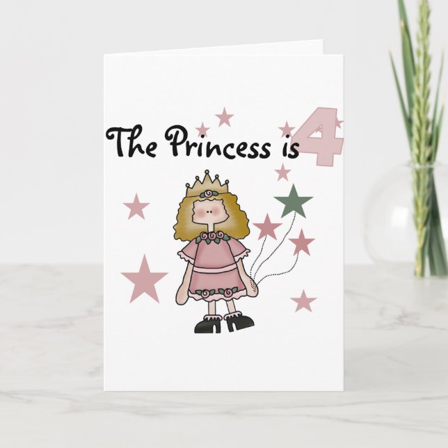 Princess 4th Birthday Tshirts and Gifts Card (Front)