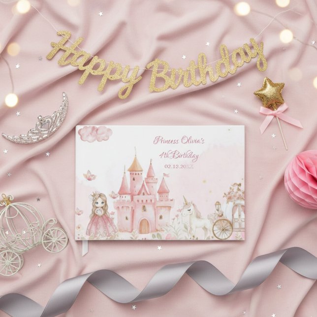  Princess 4th Pink Castle Unicorn Birthday Party  Guest Book (Creator Uploaded)
