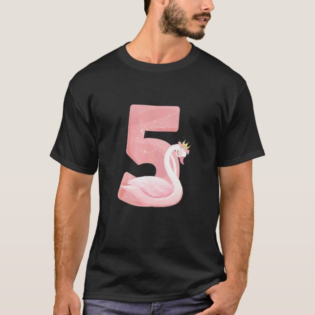 Princess 5th Birthday Swan 5 Year Old Girl T-Shirt (Front)
