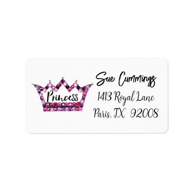 “Princess” Address Label (Front)