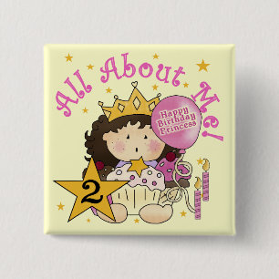 Princess All About Me 2nd Birthday 15 Cm Square Badge