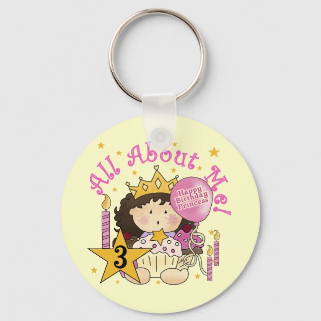 Princess All About Me 3rd Birthday Tshirts Key Ring (Front)