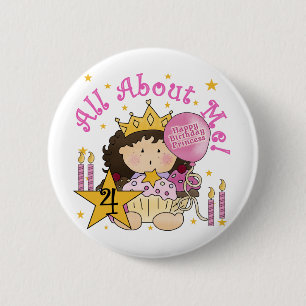 Princess All About Me 4th Birthday Tshirts 6 Cm Round Badge