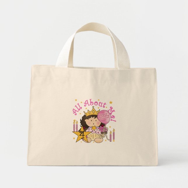 Princess All About Me 4th Birthday Tshirts Mini Tote Bag (Front)