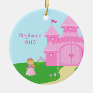 Princess and castle girl's personalised ornament