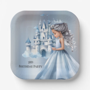 Princess and Castle Is Turning 3 Birthday Party Paper Plate