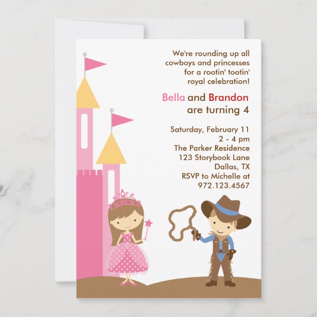 Princess and Cowboy Invitation (Front)