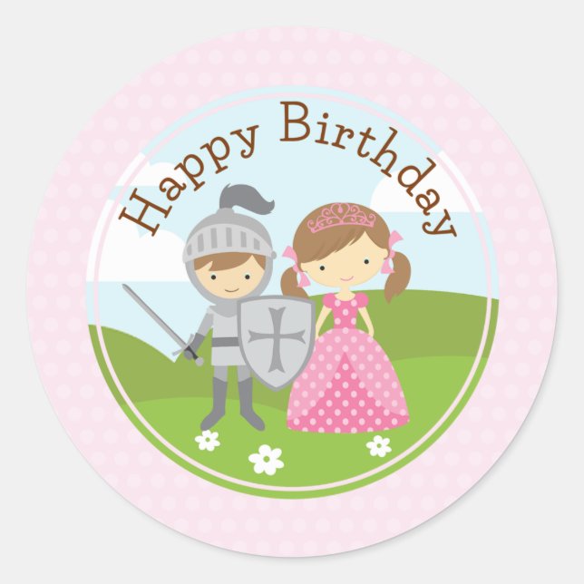 Princess and Knight 2inch round circle sticker (Front)