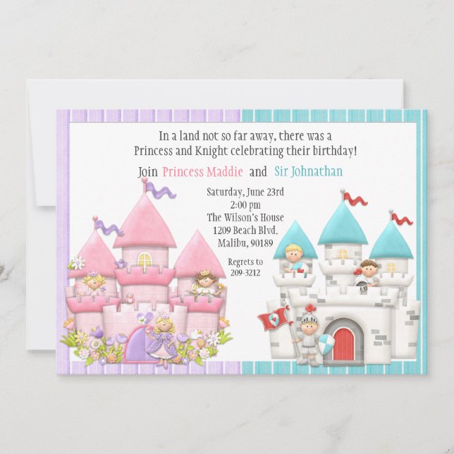 Princess and Knight Birthday Party Invitation (Front)