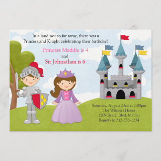 Princess and Knight Joint Birthday Party Invitation