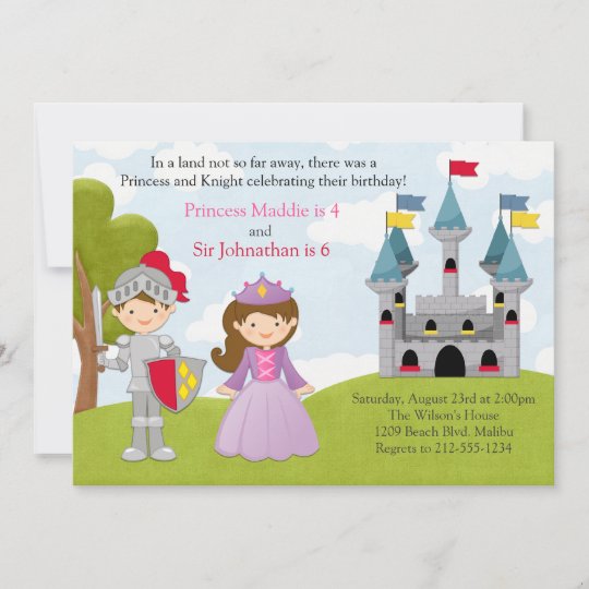 Princess And Knight Joint Birthday Party Invitation Zazzle Co Uk