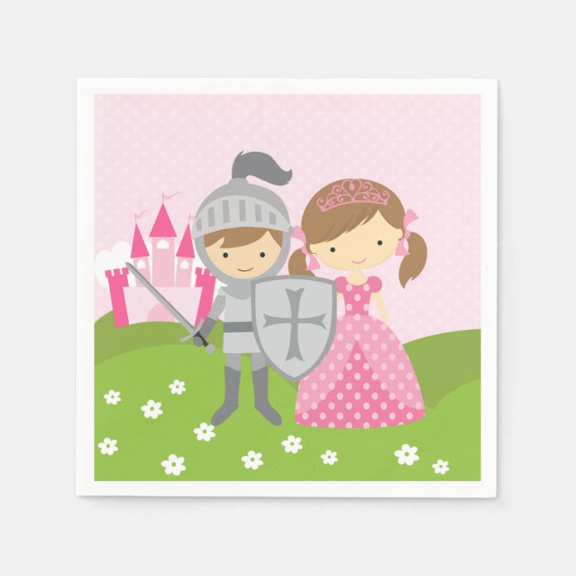 Princess and Knight party napkins (Front)
