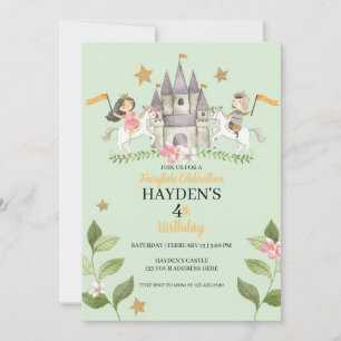 Princess and Knight party, Princess, kids Birthday Invitation