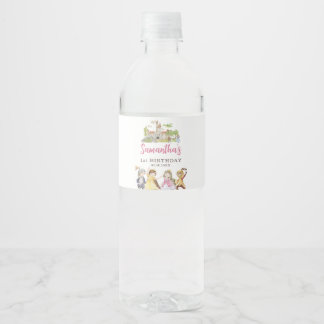 Princess and Knights Birthday Water Bottle Label