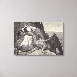 Princess and Pet Dragon Mediaeval Canvas Print