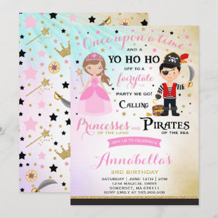 Princess And Pirate Birthday Invitation