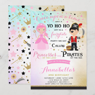 Princess And Pirate Birthday Invitation