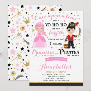 Princess And Pirate Birthday Invitation