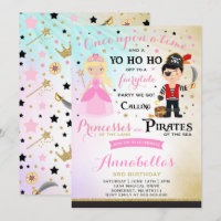 Princess And Pirate Birthday Invitation