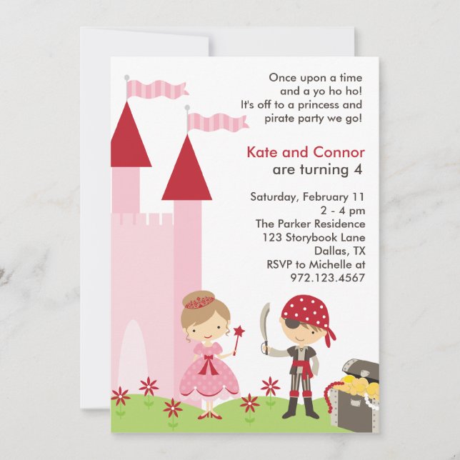 Princess and Pirate Invitation (Front)