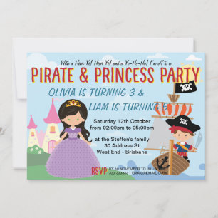 Princess and Pirate Invitation