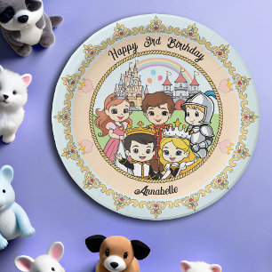 Princess and Prince Fairy Tale Cute Royal Castle Paper Plate