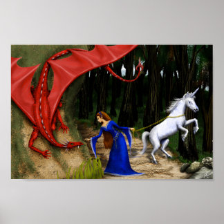Princess and the Dragon 12 x 8 Poster