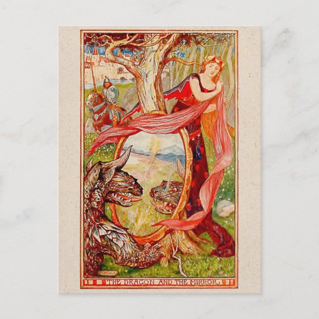 Princess and the Dragon Illustrated Postcard (Front)