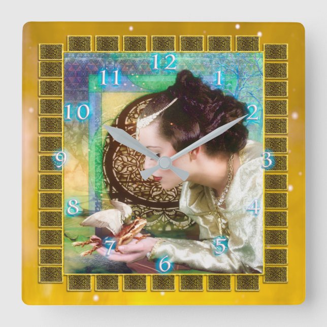 Princess and the Frog Prince Square Wall Clock (Front)